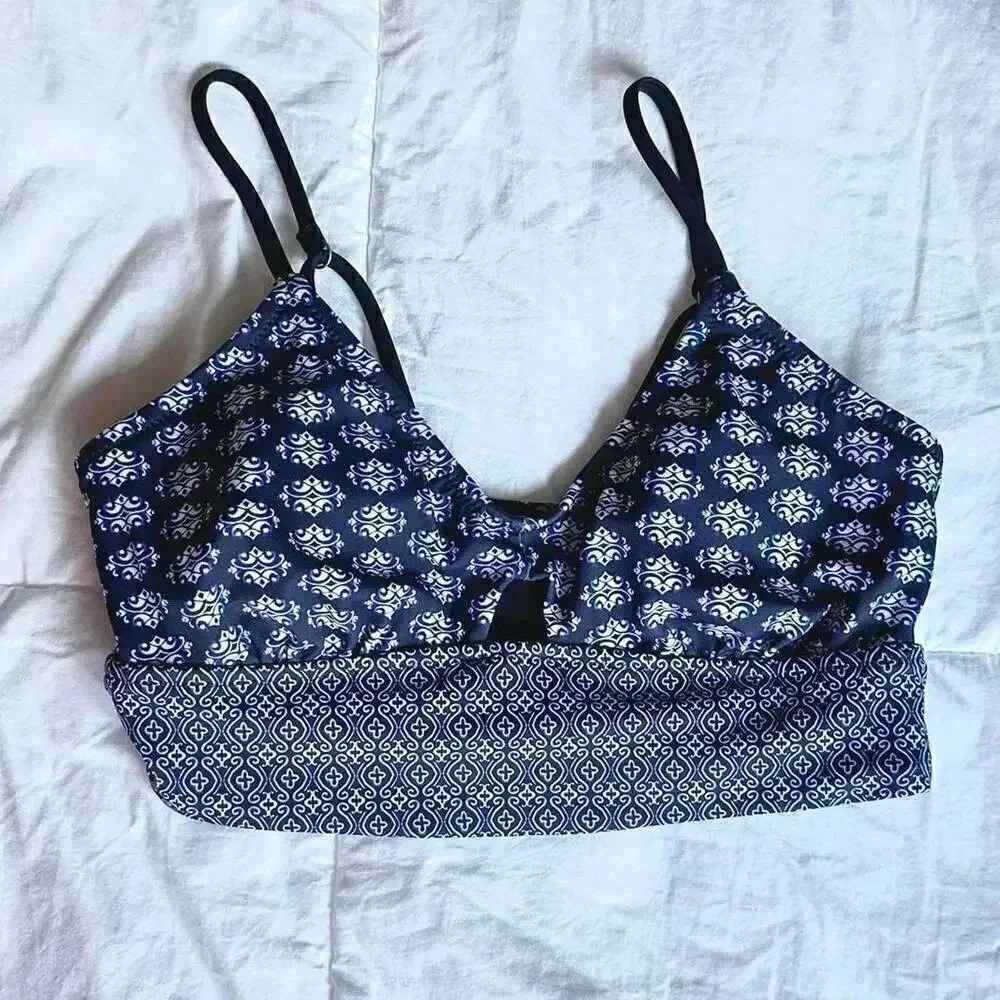 Athleta blue and white sports bra
